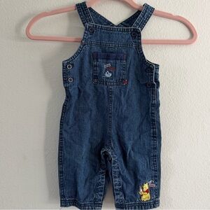 Vintage Disney Winnie the Pooh Lets Play Ship Denim Cotton Overalls Size 6-9mos